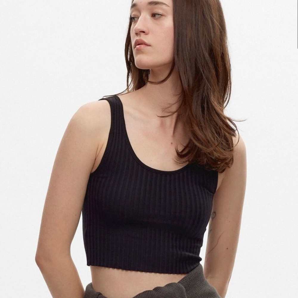 KOTN - Ribbed Cotton Black Tank - XS